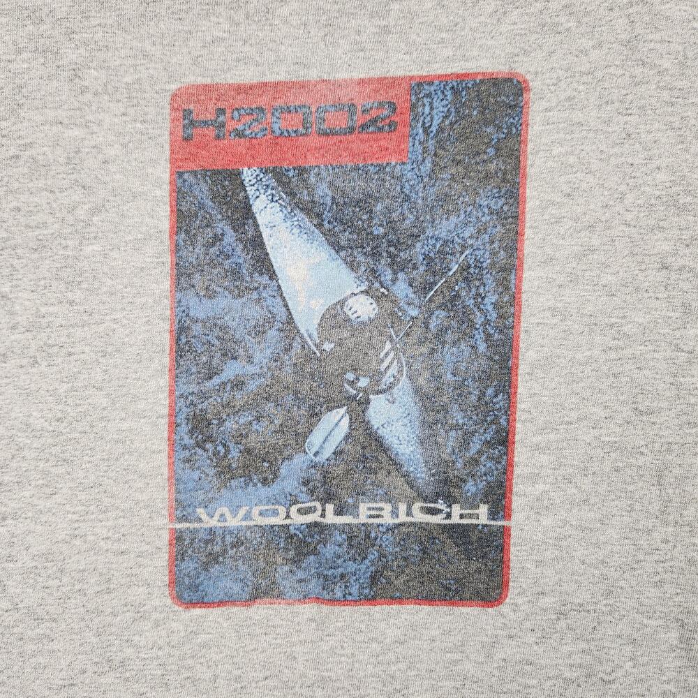 Vintage Woolrich Shirt Mens 2XL Gray Kayak Outdoor H2002 Graphic Logo USA Y2K